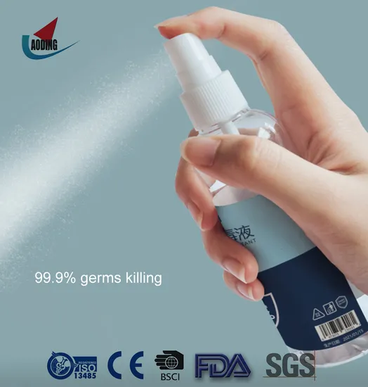 Spray désinfectant pour les mains, 75% d'alcool, sous marque privée, soins pour les mains, désinfection, hygiène